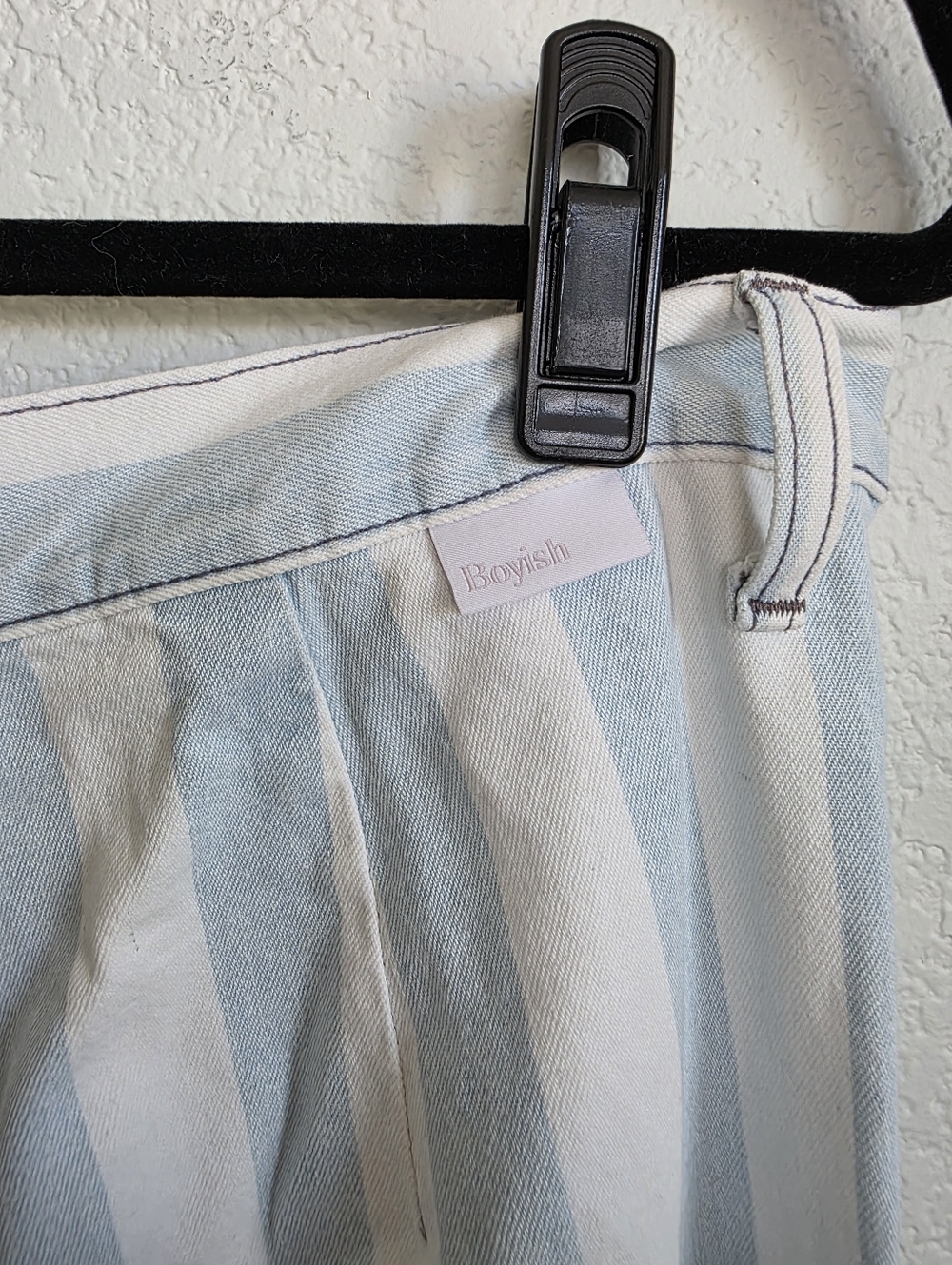 Boyish By Her Charley Wide Leg High Rise Striped Jeans Casablanca Sz 31 - Picture 6 of 6